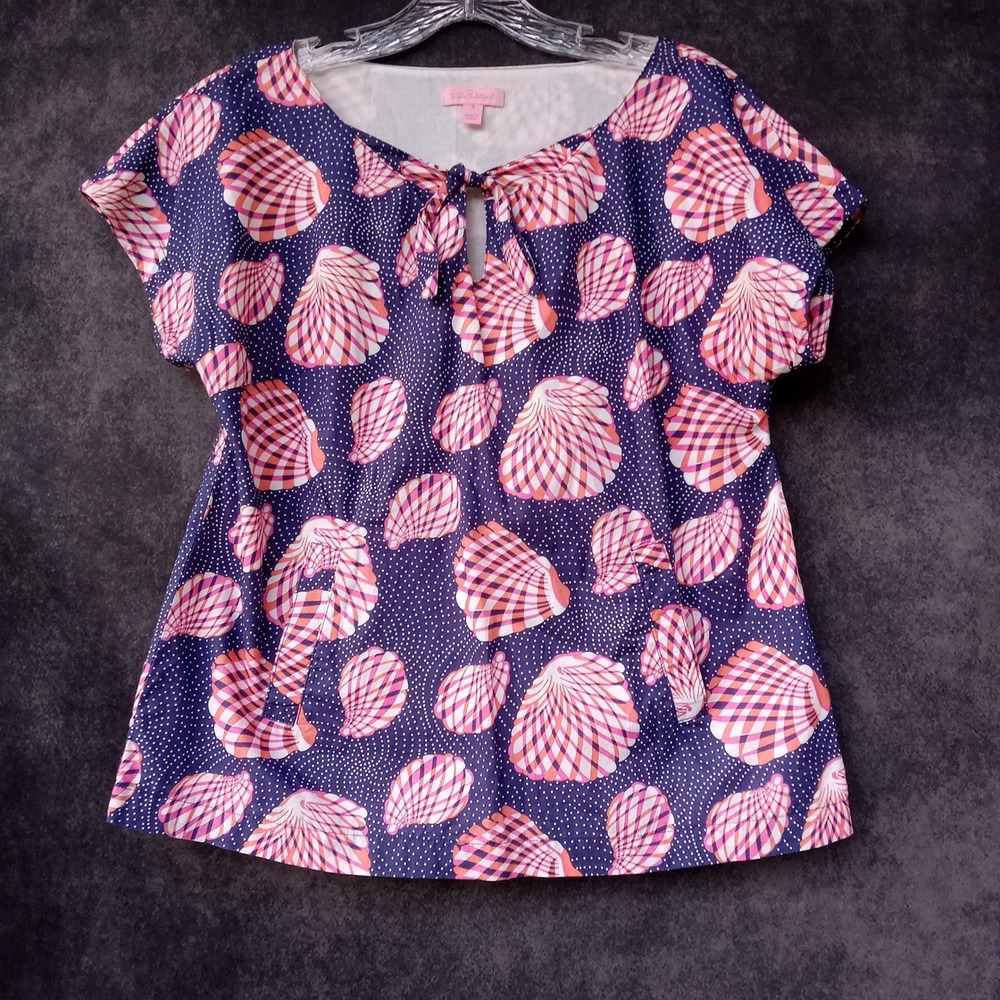 Lilly Pulitzer Women's Shell Print Top Preppy Coastal Nautical Resortwear Sz.S